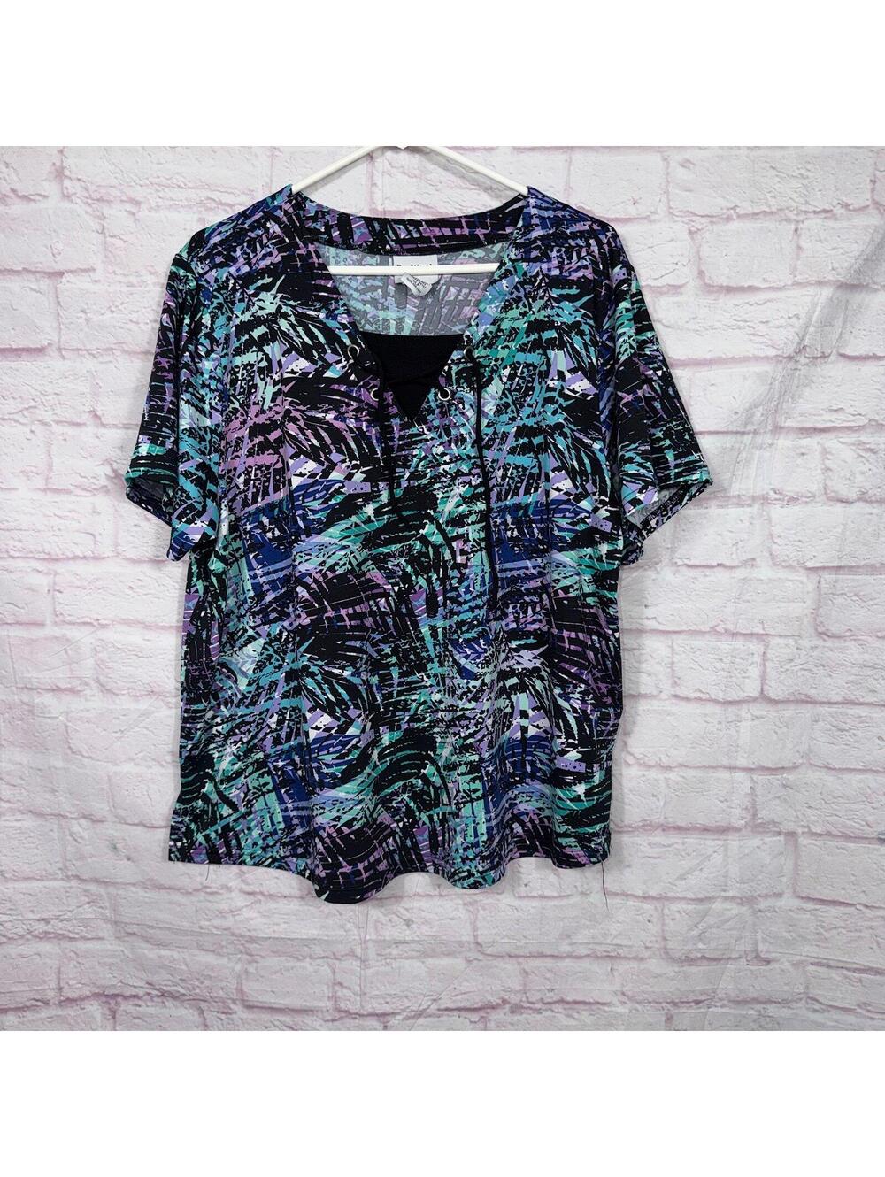 BonWorth Women's XLP Abstract Print Blouse - Style 46147